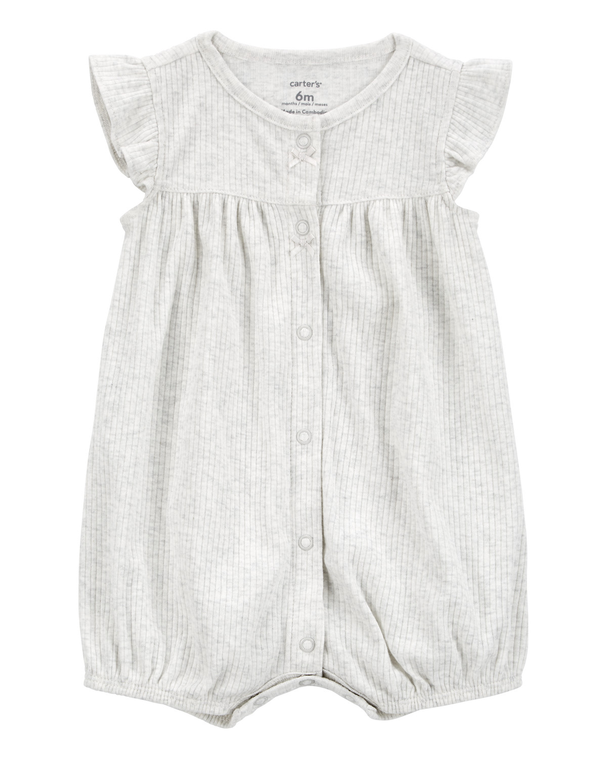 Baby Cotton Rib Short-Sleeve Romper - Grey | Carter's Inc
