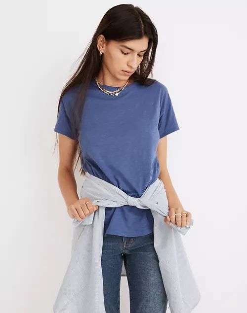 Whisper Cotton Rib-Crewneck Tee | Madewell