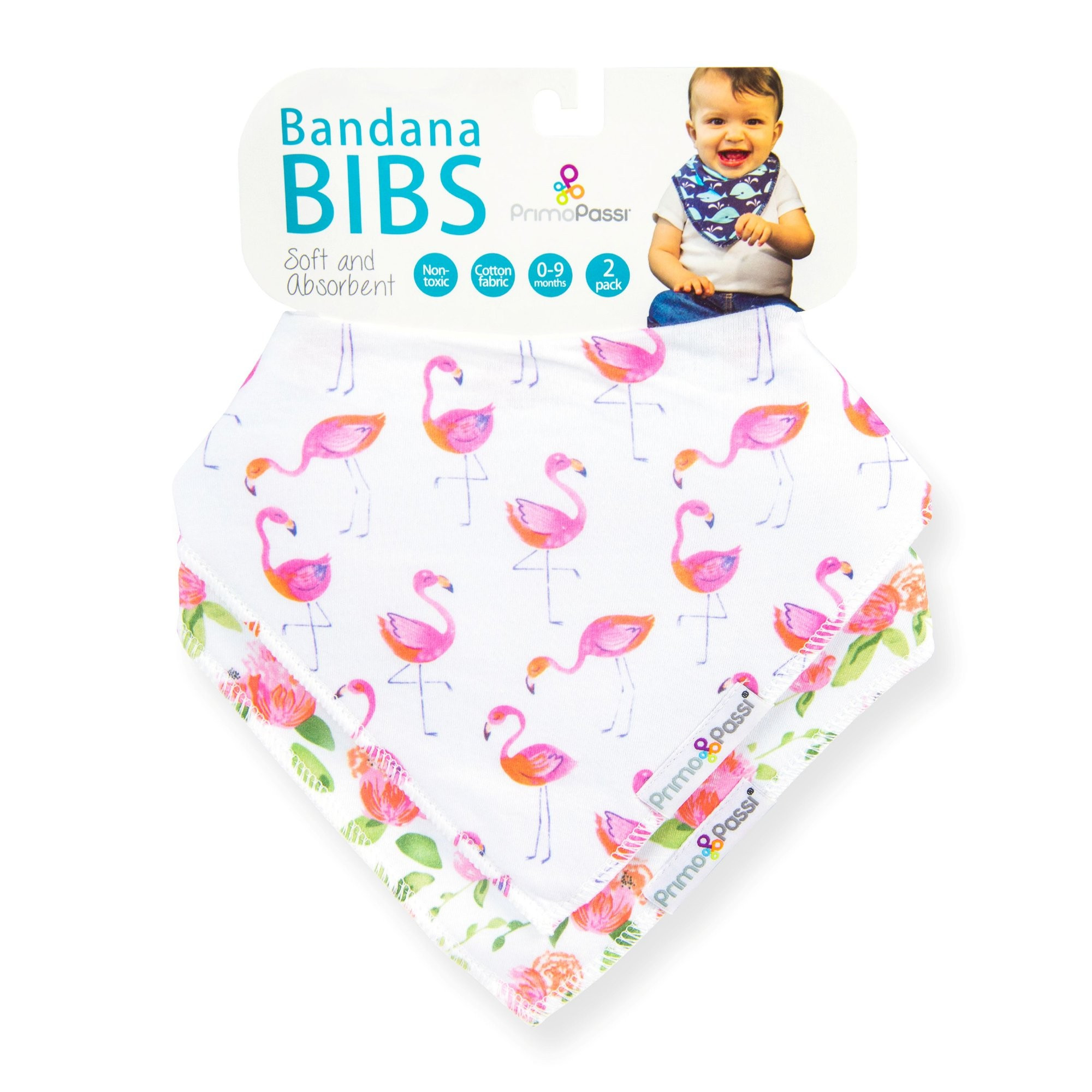 Primo Passi - Bandana Bib Girl (Flamingos & Roses Pink) | Walmart (US)