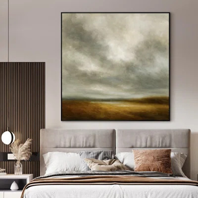 Extra Large Wall Art Fabric Print - Dramatic Cloudy Landscape Vintage Artwork Decor for Living Room or Bedroom - "Frame Assembly Required (Unfinished | Wayfair North America