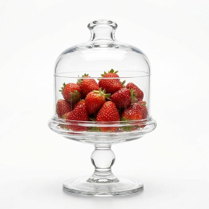 the mask el turko Glass Cake Stand with Dome, Clear Glass Cloche on Pedestal – Elegant Dessert ... | Amazon (US)