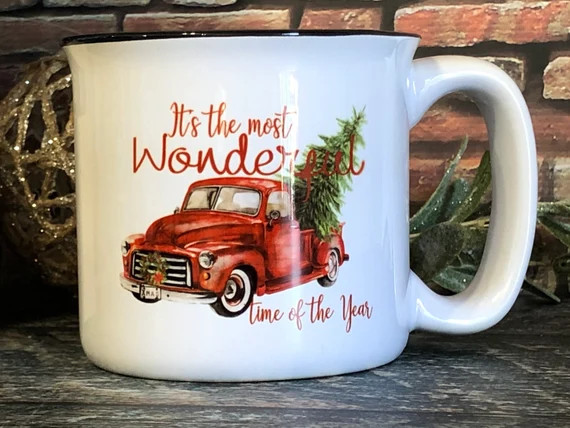 Christmas Truck Mug Plaid Truck Mug Merry Christmas Coffee | Etsy | Etsy (US)