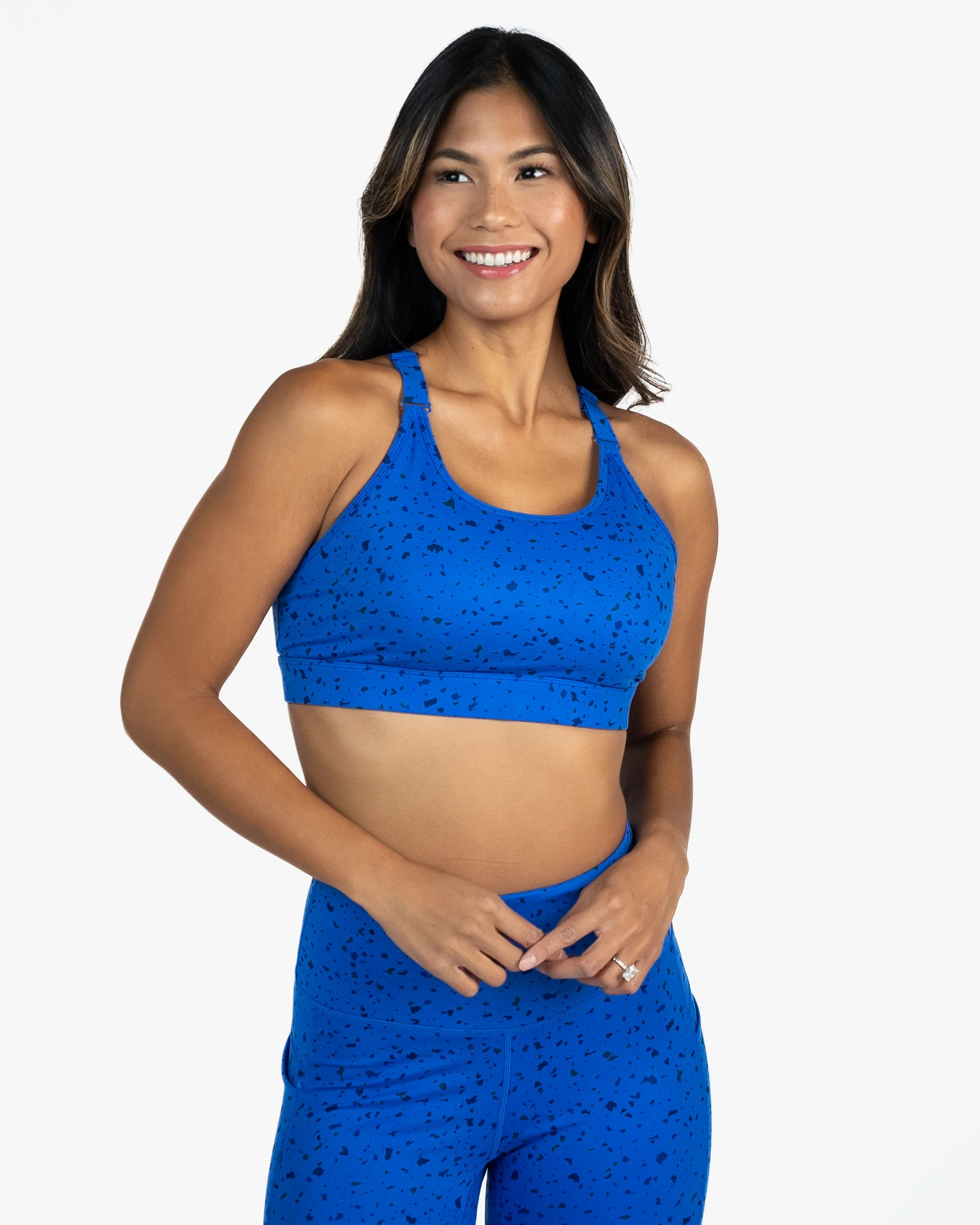 Skin Flex Adjustable Bra - Cobalt Terrazzo | Senita Athletics