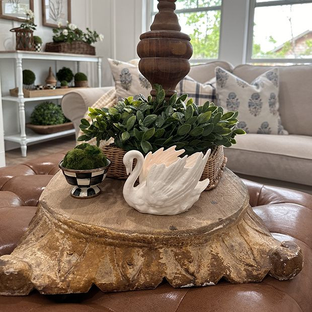 Found Carved Pillar Base 17 Inch | Antique Farm House