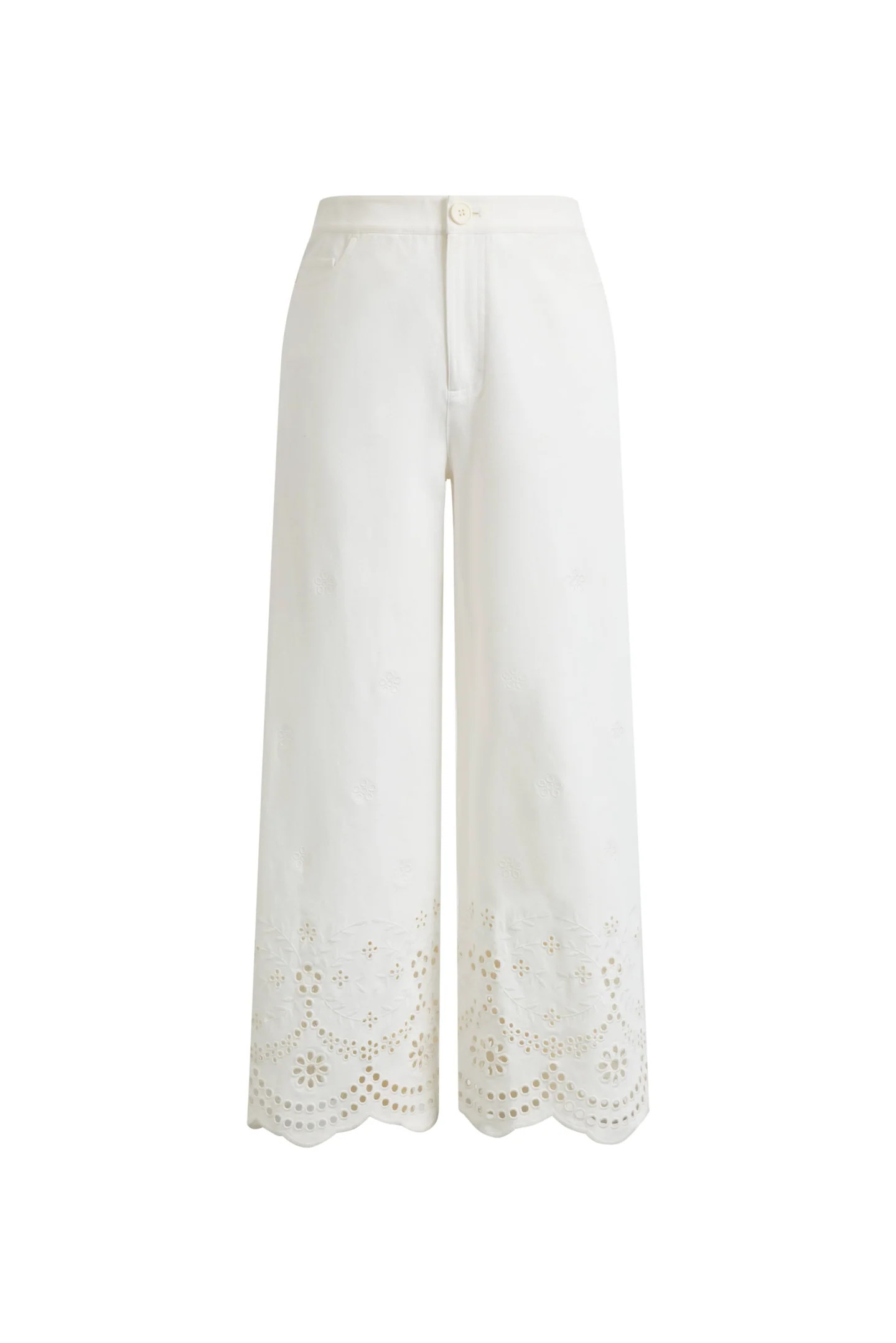 Kyra Borduurwerk Cropped Broek in Rekbare Katoenmix | Fabrique