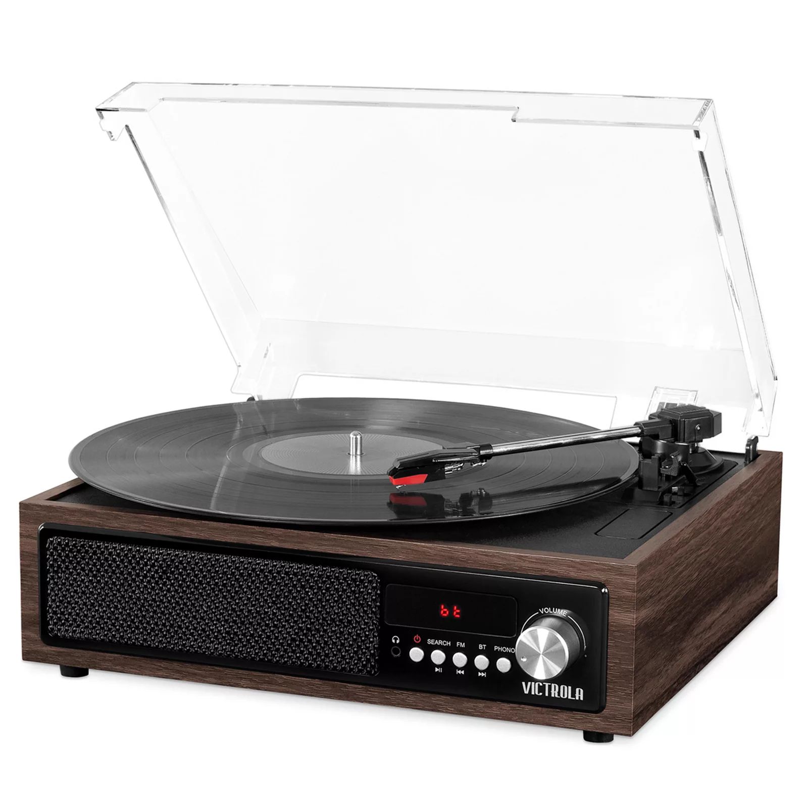 Victrola 3-in-1 Bluetooth Record Player with Built-in Speakers, Dark Brown | Kohl's