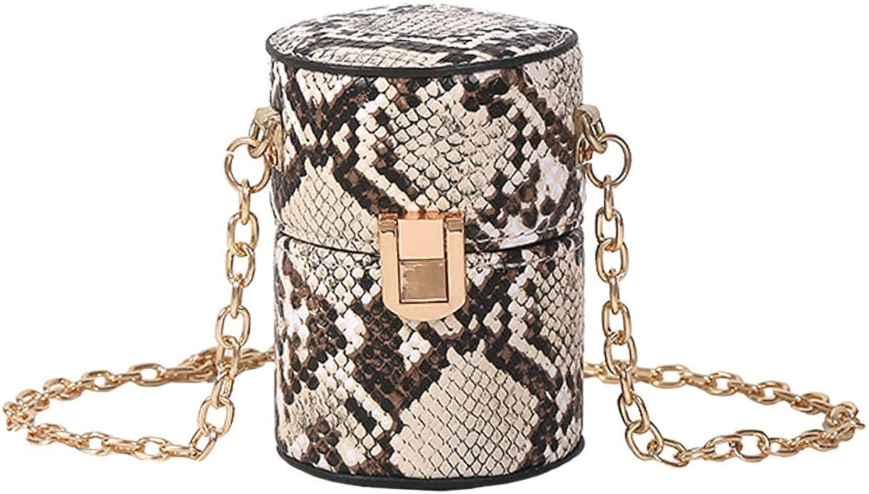 Danse Jupe Women Super-Mini Snakeskin Print Cylinder-shaped Evening Party Bag Chain Shoulder Cros... | Amazon (US)