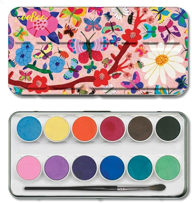eeBoo: Butterflies Watercolor Paint Set, Easy to Close, Portable Tin Set, 12, Perfect for Waterco... | Amazon (US)