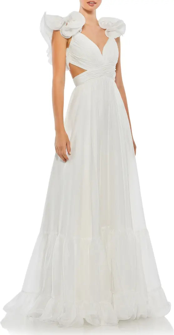 Mac Duggal Rosette Chiffon Cutout Empire Waist Gown | Nordstrom | Nordstrom