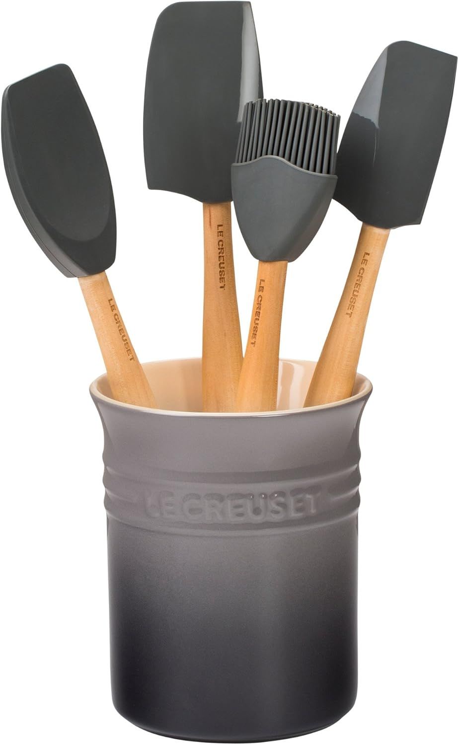 Le Creuset Silicone Craft Series Utensil Set with Stoneware Crock, 5 pc., Oyster | Amazon (US)