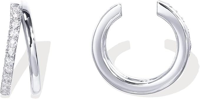 PAVOI 925 Sterling Silver 14K Gold Plated Cubic Zirconia Sparkling Round Huggie Ear Cuff Gold Ear... | Amazon (US)