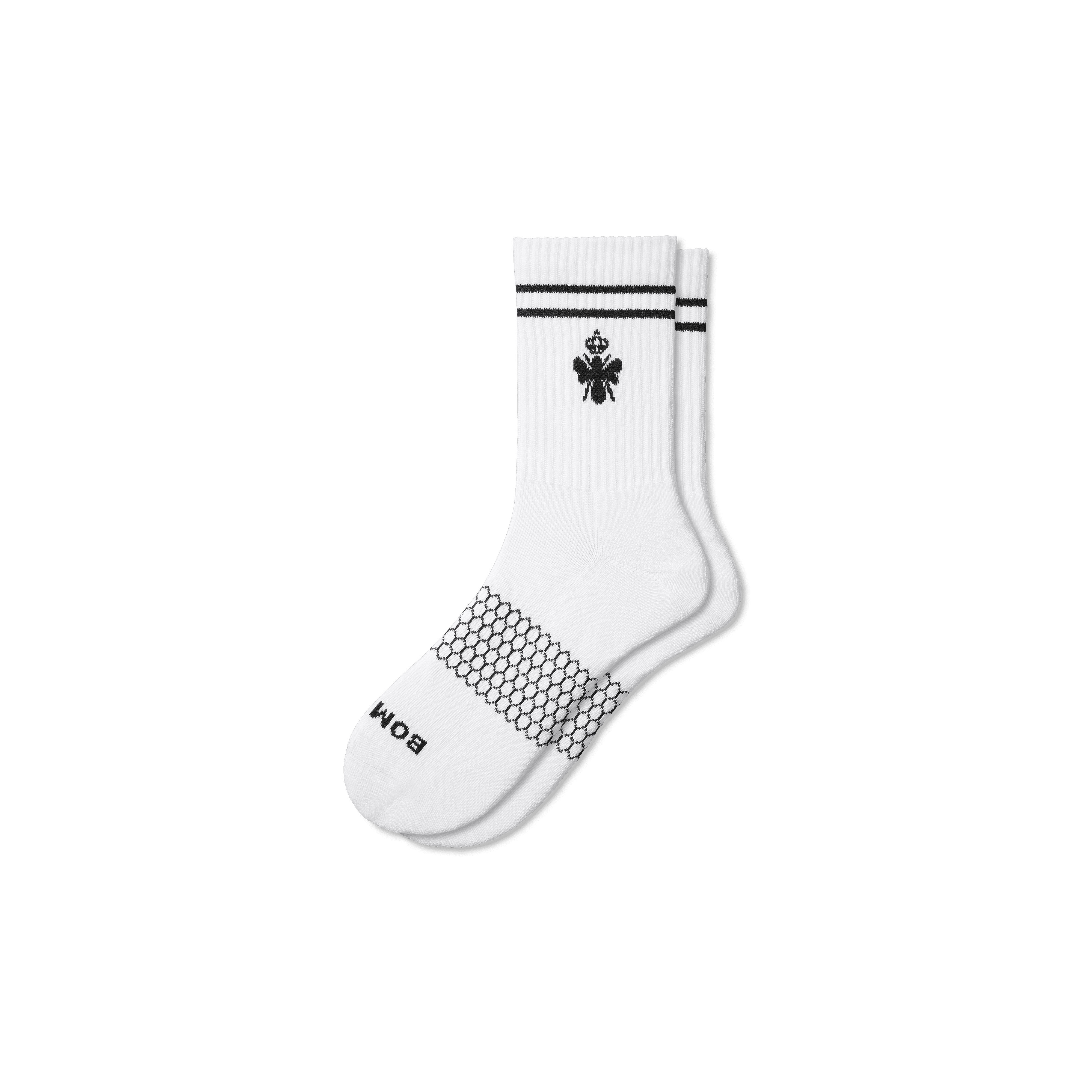 Men's Originals Half Calf Socks - White Black - Extra Large - Cotton Blend - Bombas | Bombas