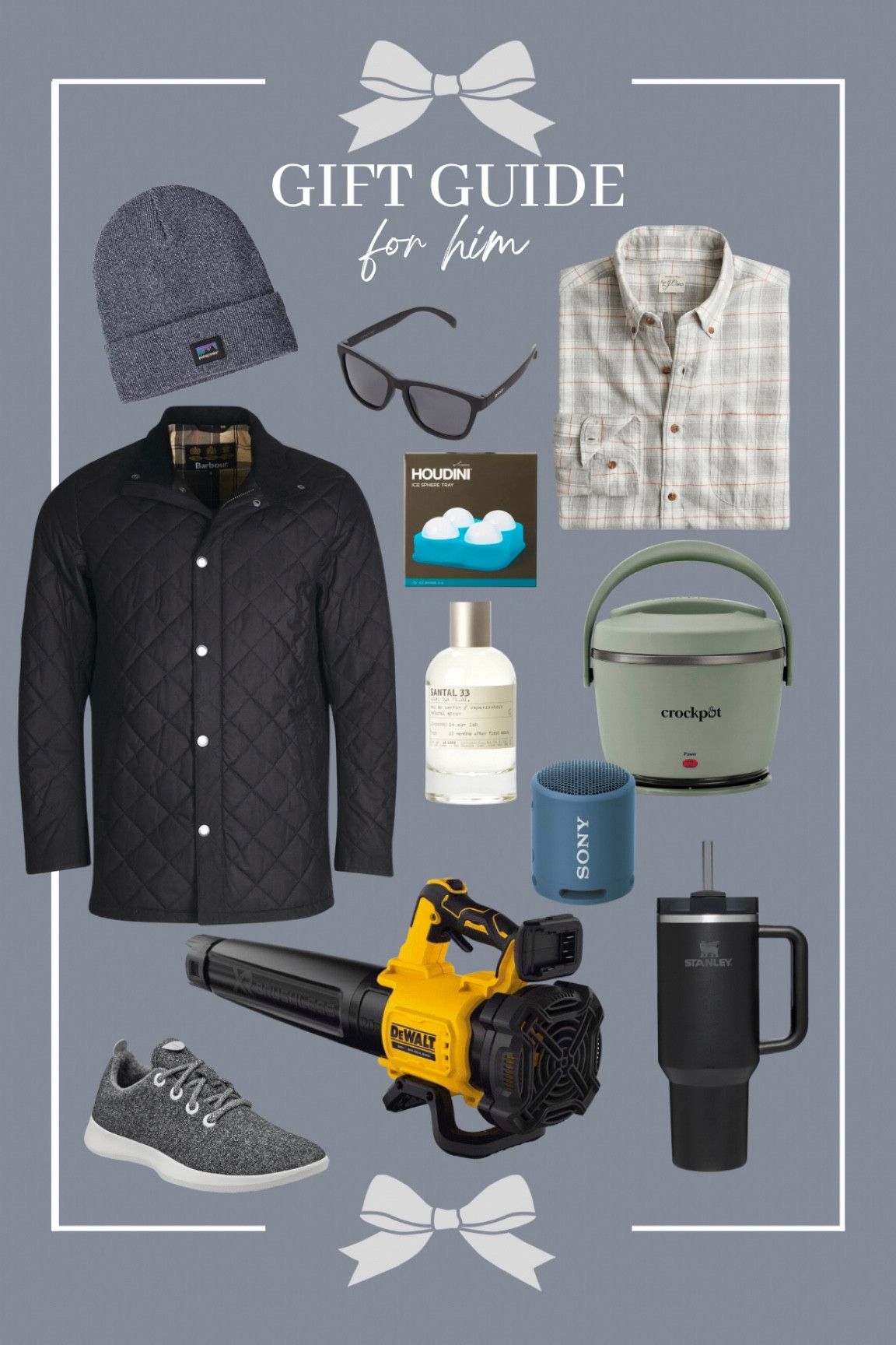 Gift guide for him, men’s gift guide, j crew, Barbour, Stanley quencher; dewalt leaf blower, crock pot, Nordstrom, all birds, Bluetooth speaker 

#LTKSeasonal #LTKHoliday #LTKmens
