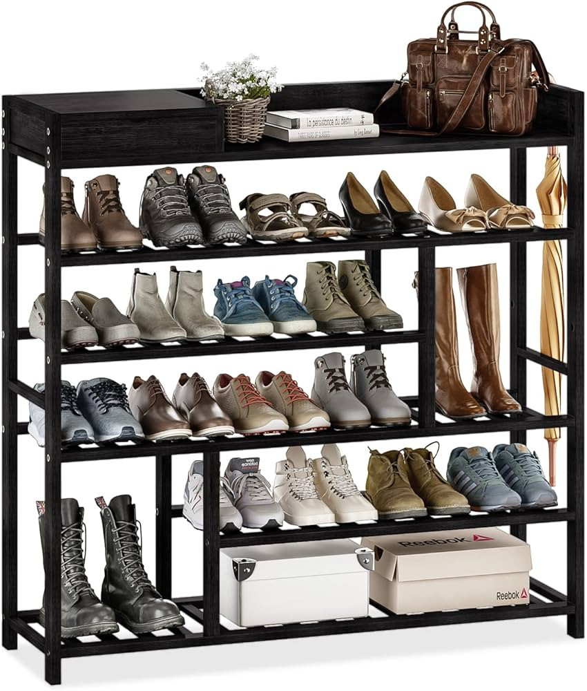 Bamworld Shoe Rack for Entryway, 6-Tier Bamboo Shoe Organizer with Small Storage Box Standing Sho... | Amazon (US)
