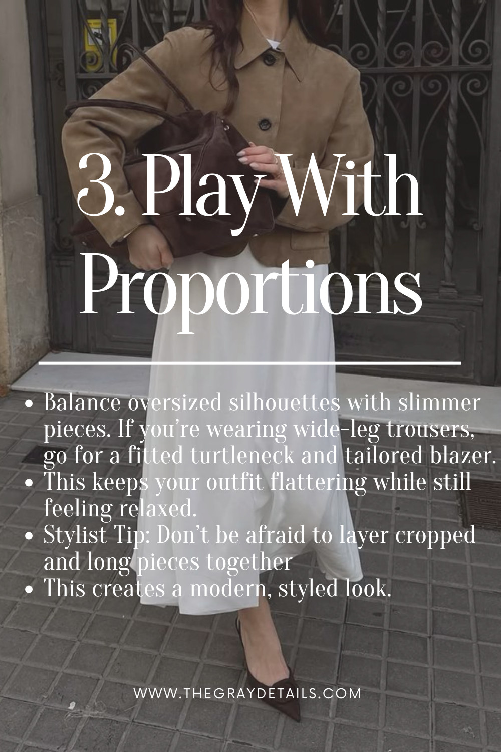 Balance oversized silhouettes with slimmer pieces. If you’re wearing wide-leg trousers, go for a fitted turtleneck and tailored blazer.
This keeps your outfit flattering while still feeling relaxed. Stylist Tip: Don’t be afraid to layer cropped and long pieces together This creates a modern, styled look. 

 #LTKSeasonal #LTKStyleTip #LTKWorkwear