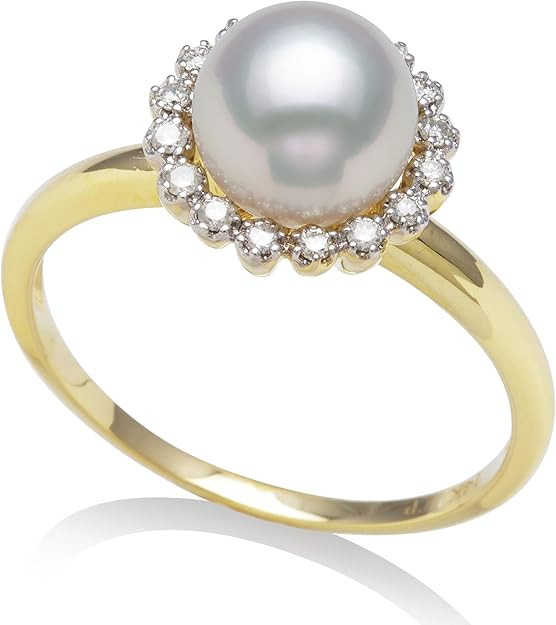 Belacqua Natural AAA Quality Freshwater Cultured Real Pearl Engagement Ring in 14K White or Yello... | Amazon (US)