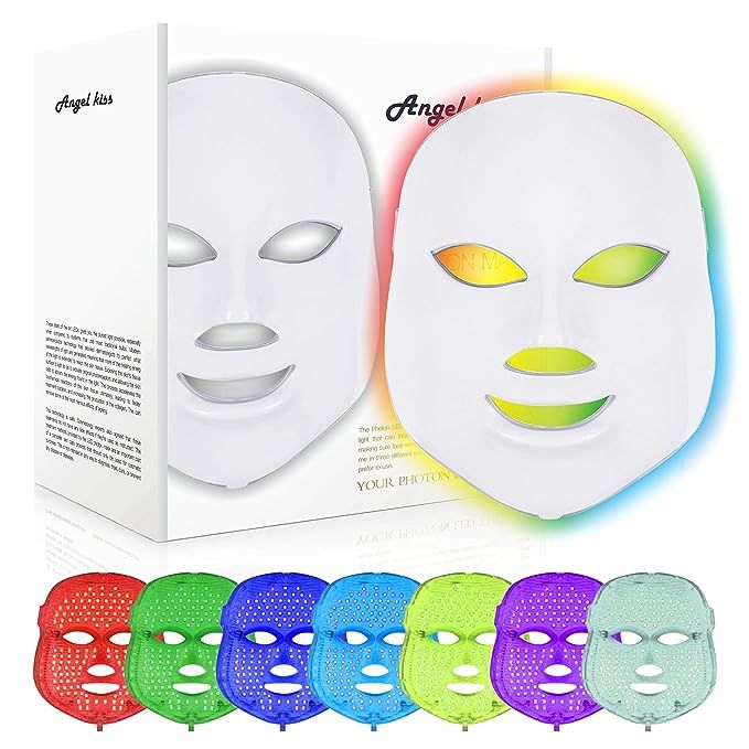 Led Face Mask - Angel Kiss 7 Color Photon Blue Red Light Therapy Skin Rejuvenation Facial Skin Ca... | Amazon (US)