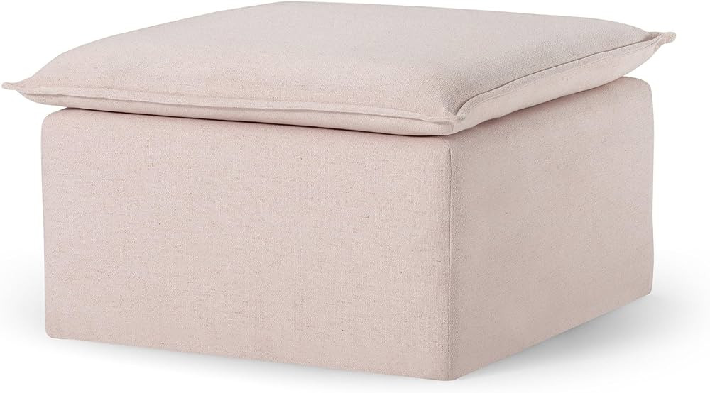 Maven Lane Claude Large Square Rustic Upholstered Ottoman, Cushioned Footrest for Living Room Cou... | Amazon (US)