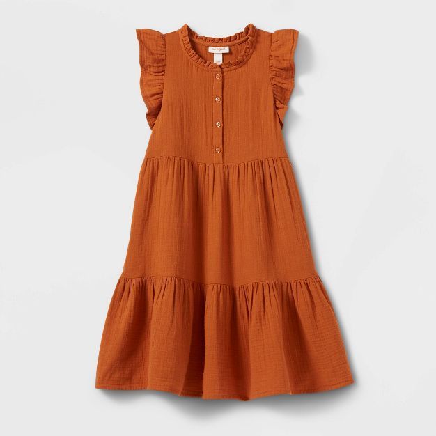 Girls' Button-Front Woven Gauze Dress - Cat & Jack™ | Target