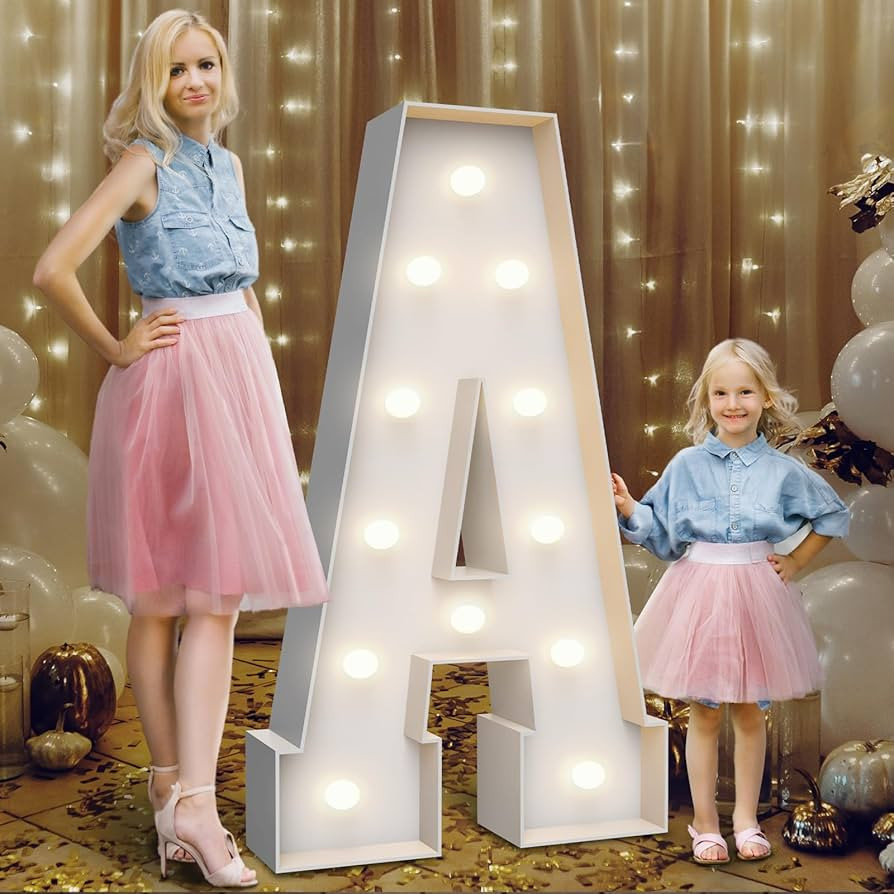 4FT Marquee Light Up Letters A,Party Decoration Large Marquee Light Up Letters with Weighted Wate... | Amazon (US)