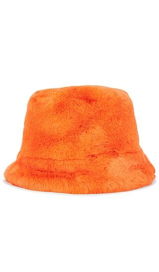 Gilly Faux Fur Bucket Hat in Vermillion Orange | Revolve Clothing (Global)