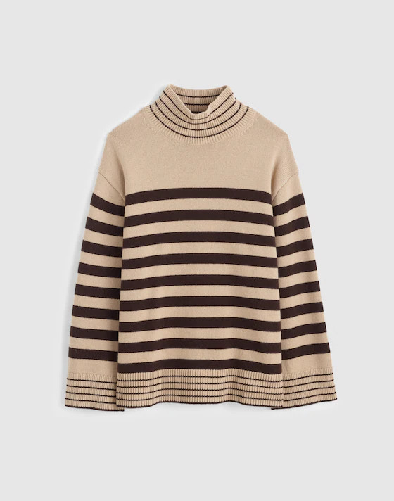 Ribbed Oversized Turtleneck Sweater in Wool Blend | Madewell
