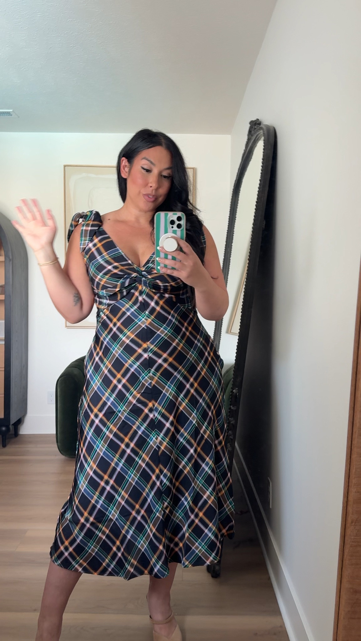 The cutest plaid dress! Wearing a large! midsize, fall fashion, fall style, walmart skirt, plaid skirt, trending fall, affordable fashion, walmart fashion 

 #LTKSeasonal #LTKMidsize