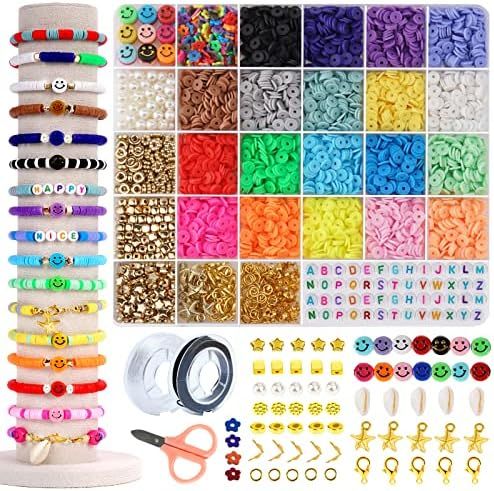 LZOUOWO 5300 Clay Beads for Bracelets Making Aesthetic Kit with Smiley Face Beads Polymer Clay Fl... | Amazon (US)