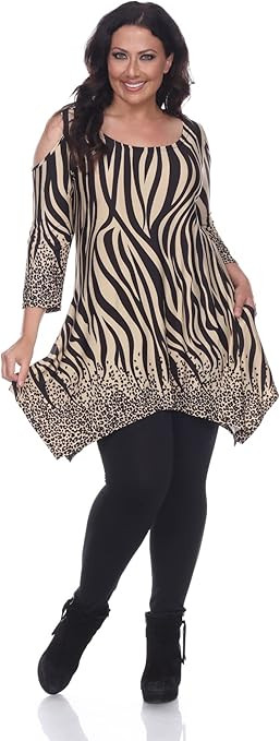 white mark Women's Plus Size Cold Shoulder Tunic Top with Pockets | Amazon (US)