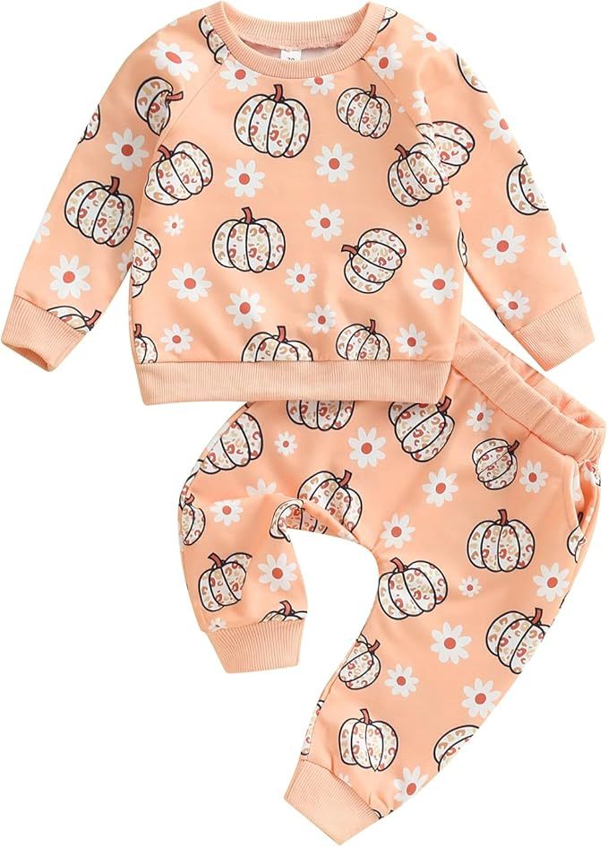 Amiblvowa Baby Girl Fall Outfits Floral Sweatshirt Pants Clothes Set Newborn Infant Clothing Gift... | Amazon (US)