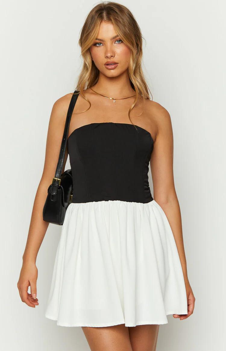 Draven Black And White Corset Mini Dress | Beginning Boutique (US)