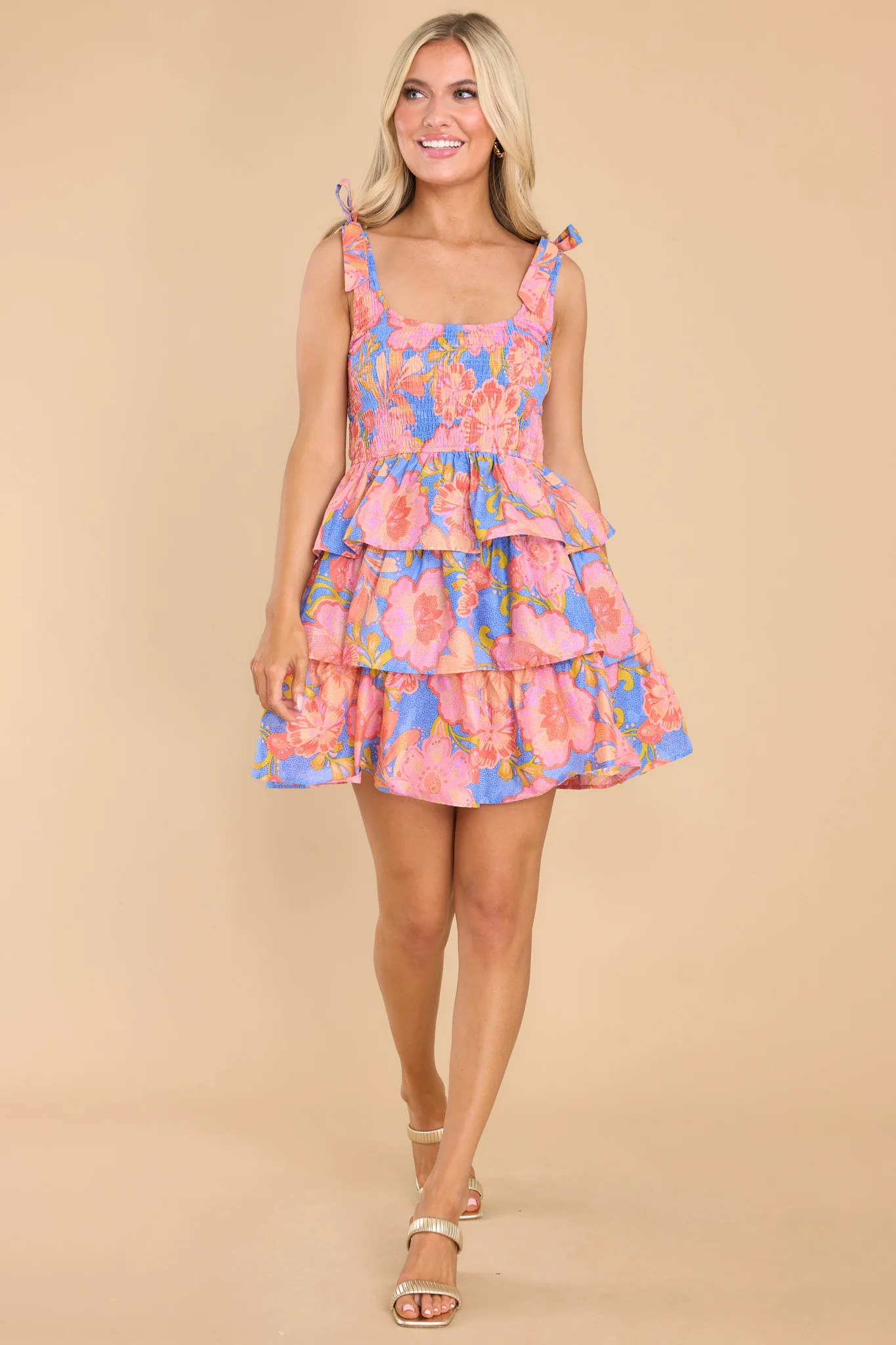 Sweetest Essence Indigo Floral Print Dress | Red Dress 