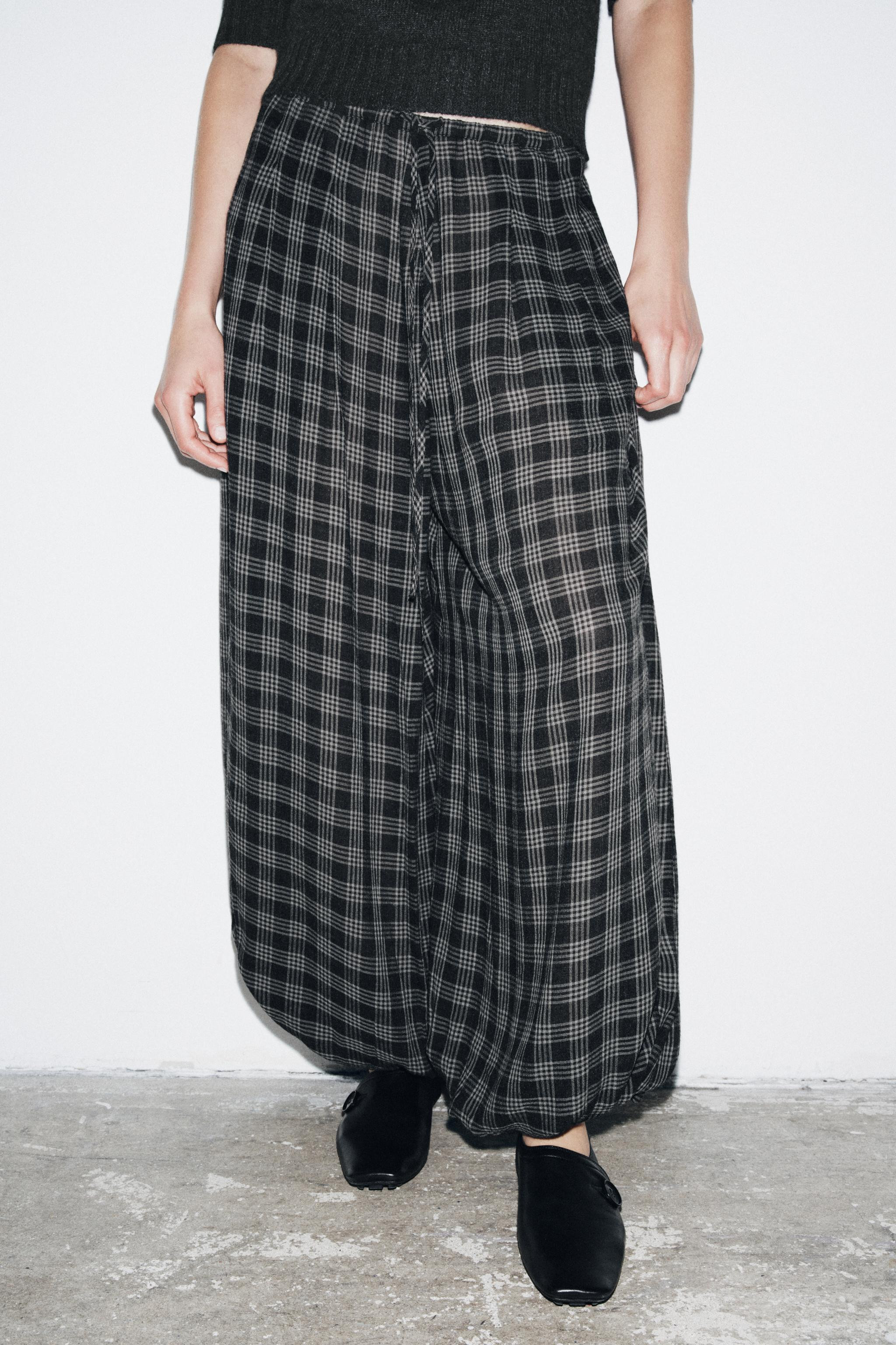 PLAID BALLOON PANTS ZW COLLECTION | Zara US