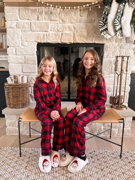 Buffalo plaid matching pajamas. Santa smiley slippers 

#LTKstyletip #LTKfamily #LTKHoliday