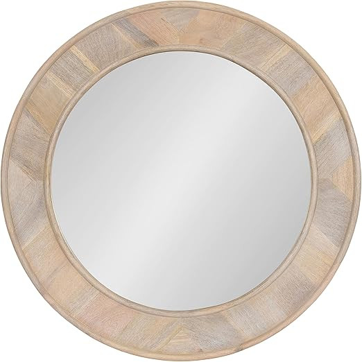 Kate and Laurel Yahna Modern Coastal Pieced Wood Round Wall Mirror with Wide Decorative Frame, 28... | Amazon (US)