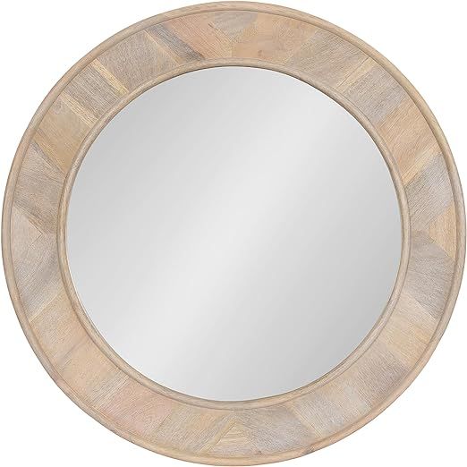 Kate and Laurel Yahna Modern Coastal Pieced Wood Round Wall Mirror with Wide Decorative Frame, 28... | Amazon (US)