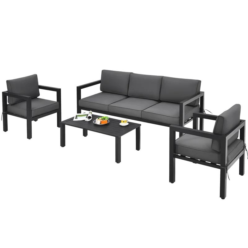 Patiojoy Metal 5 - Person Seating Group with Cushions | Wayfair North America
