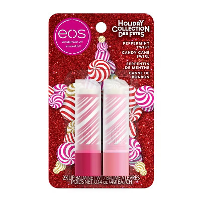 eos Holiday Lip Balm Stick - Candy Cane Swirl & Peppermint Twist - 2pk | Target