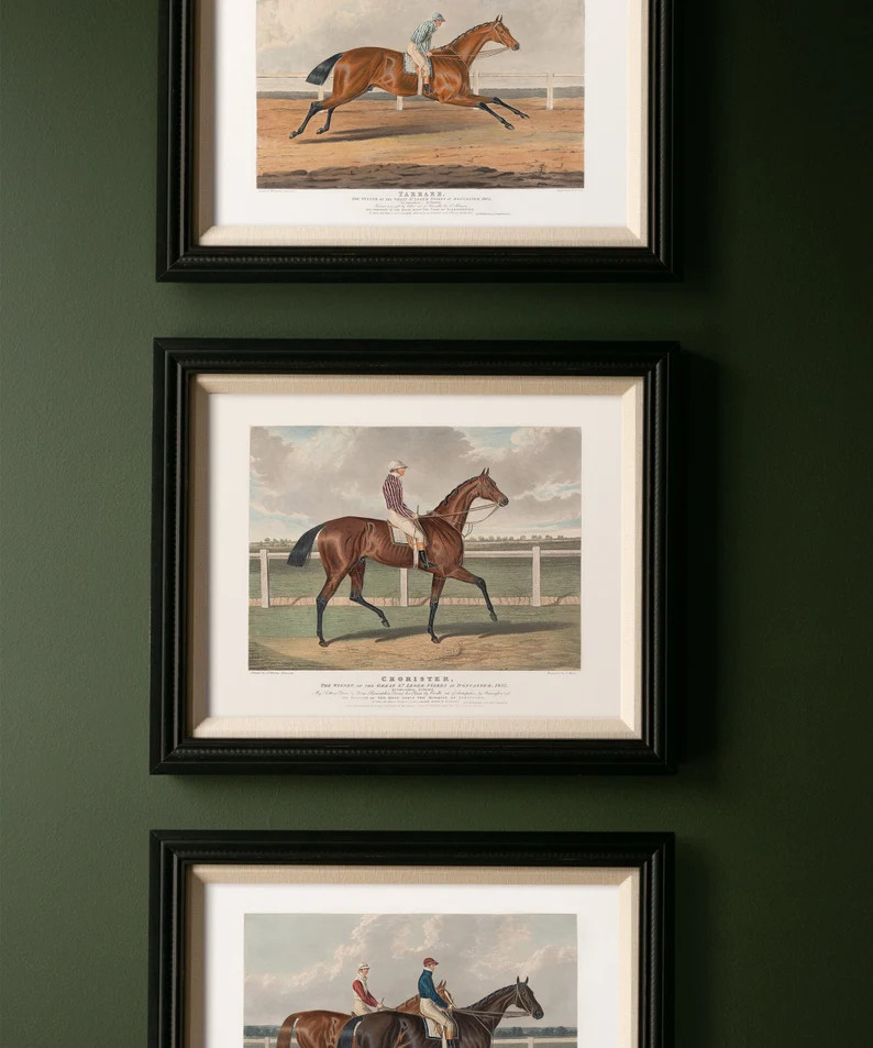 Horse Art | Vintage Racehorse Prints | Equestrian Painting Gallery Wall Set | Prints for Man Cave... | Etsy (US)