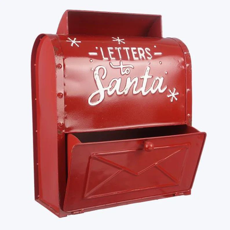 Metal Christmas Red Letter to Santa Mailbox - Etsy | Etsy (US)