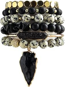 Yomisa Boho Beaded Bracelets/Bangle for Women,Multilayer 5/6/7PCS Healing Natural Handmade Stone ... | Amazon (US)