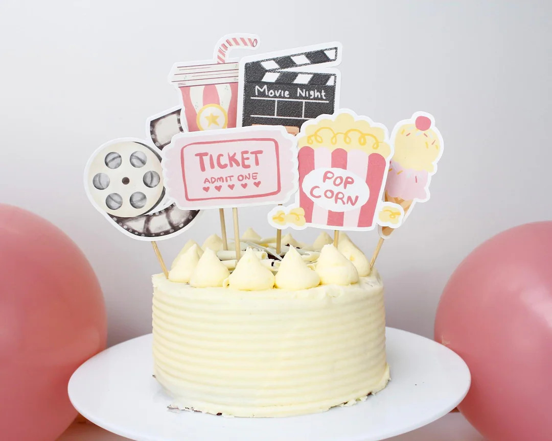 Movie Night Cake Toppers, Cinema Cupcake Toppers, Family Movie Night Cake Toppers, Film Cake Topp... | Etsy (US)