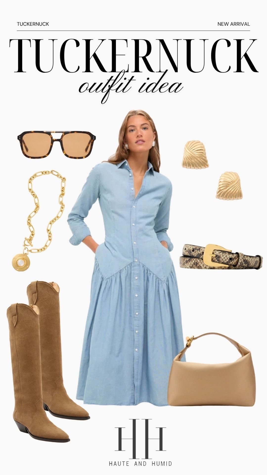 Tuckernuck outfit idea. I love a denim dress and these boots are so good. This look would be perfect for a country concert this fall. 

#tuckernuck 

#LTKSeasonal #LTKStyleTip #LTKOver40