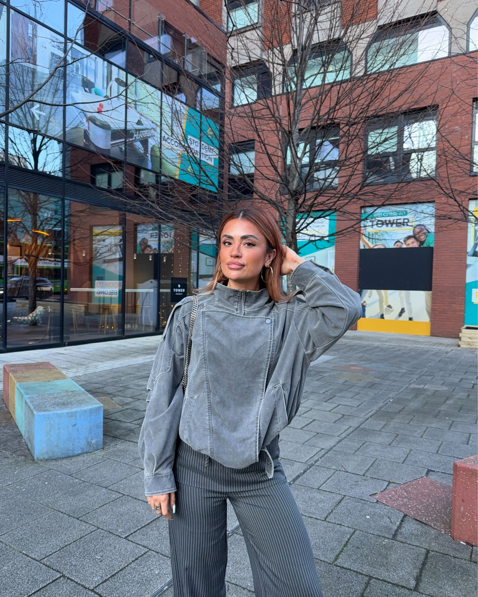 Spring outfit / grey suede jacket / pinstripe trousers / date night outfit 

#LTKdatenight #LTKspring #LTKuk