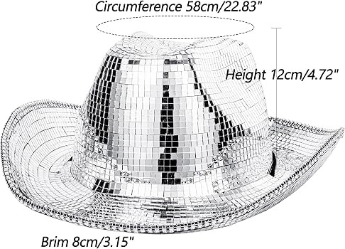 Disco Ball Western Cowboy Hat - Women Men Silver Mirrored Sparkly Cowgirl Hat for Cosplay Party S... | Amazon (US)