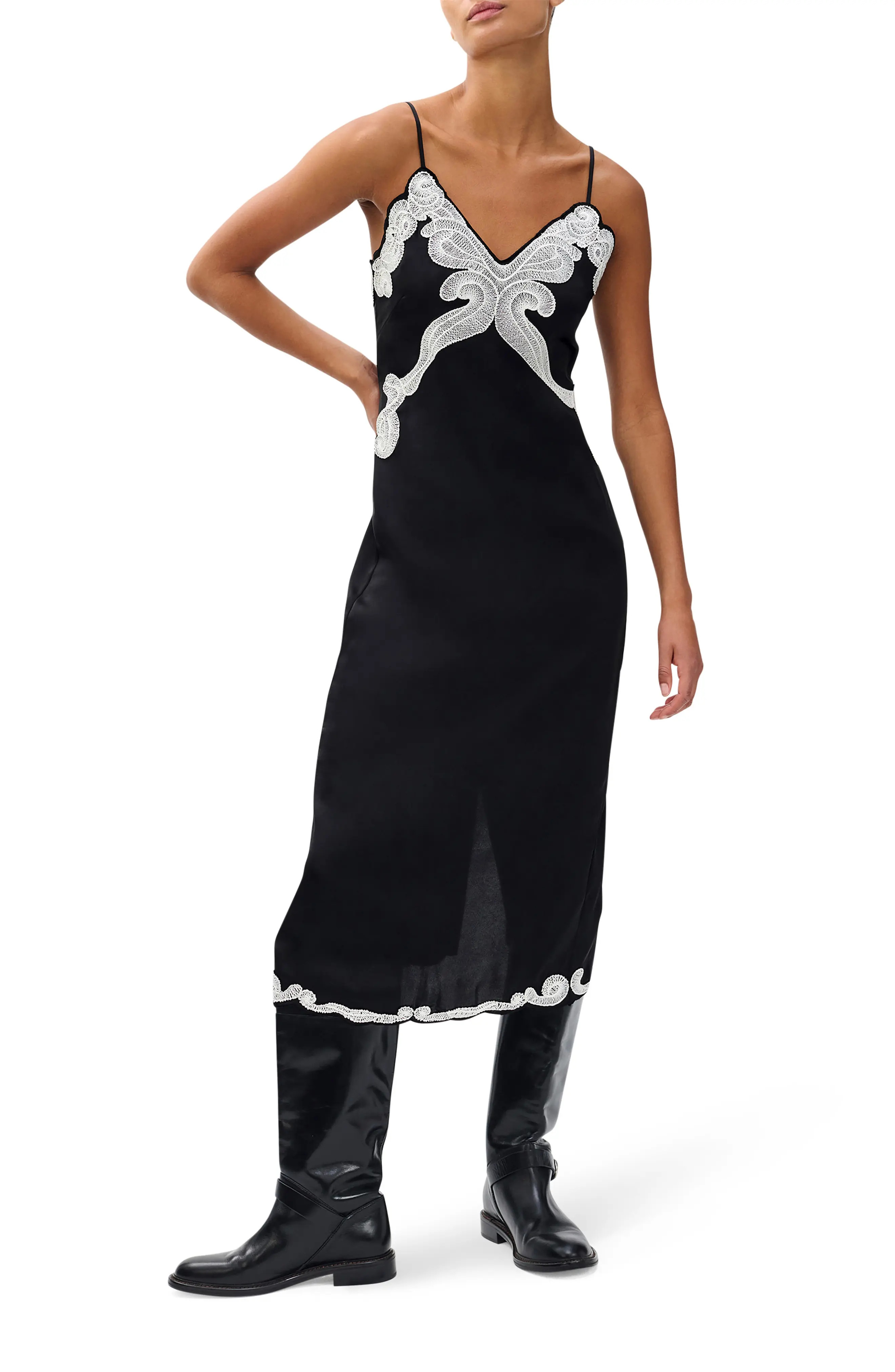 Ann Embroidery Detail Midi Slipdress (Women) | Nordstromrack | Nordstrom Rack