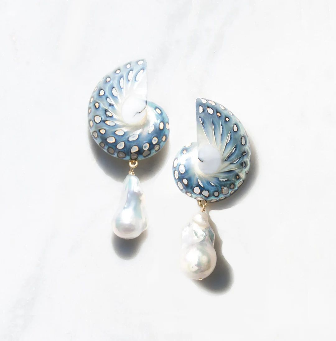 Natural Shell Baroque Pearl Earrings Beach Jewelry Sea Shell Earrings Mermaidcore Aesthetic Beach... | Etsy (US)