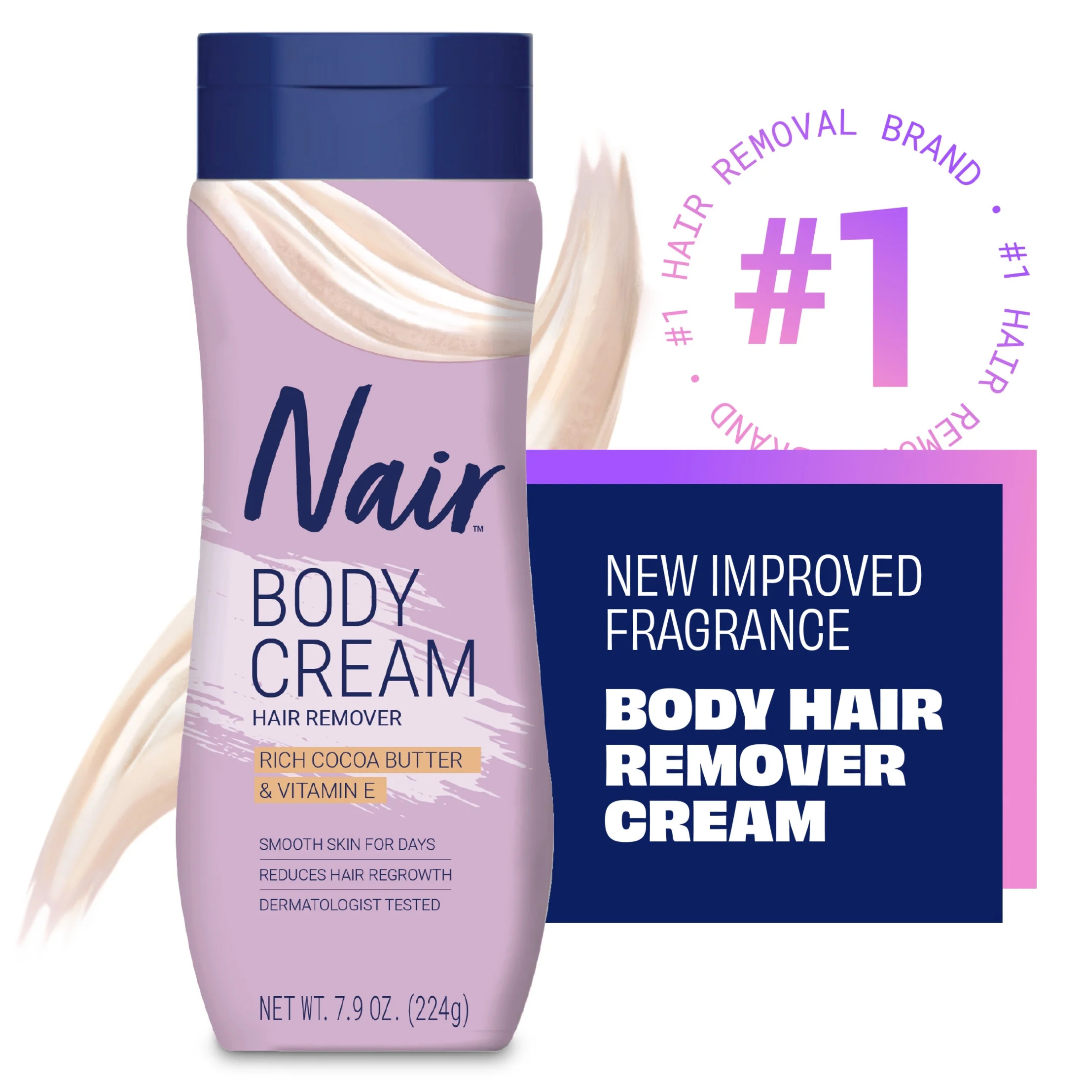 Nair Body Cream Hair Remover, Cocoa Butter and Vitamin E, Body Hair Removal Cream for Women, 7.9 ... | Walmart (US)