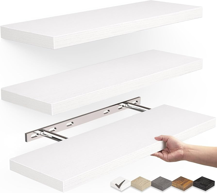 BAYKA Floating Shelves for Wall, Wall Mounted Rustic Wood Shelves for Bathroom, Bedroom, Living R... | Amazon (US)