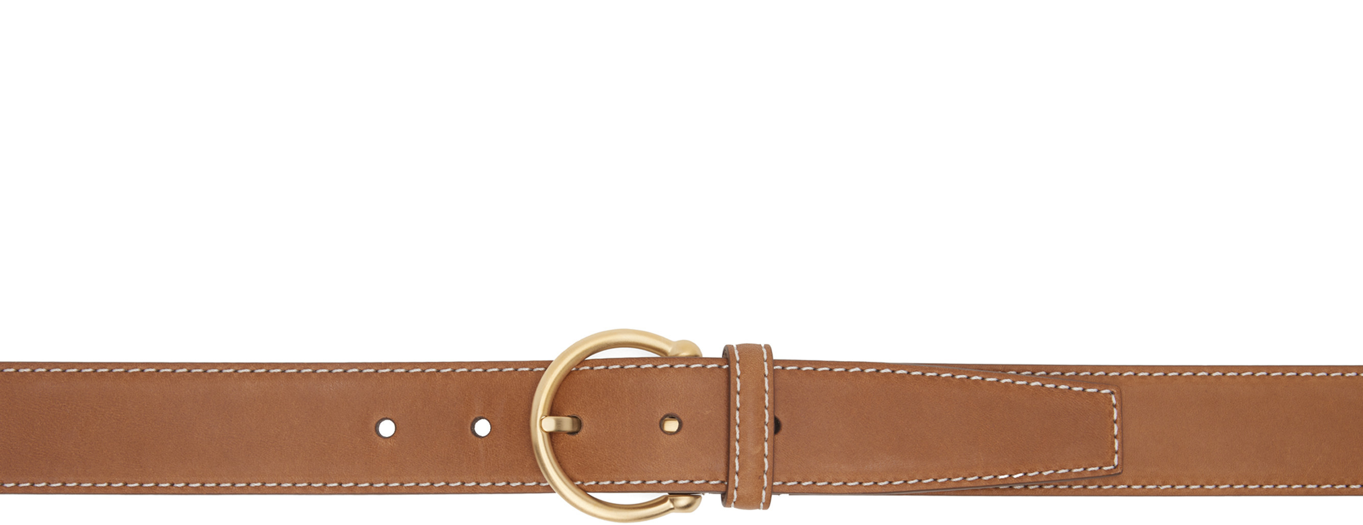 Thom Browne Brown Pebble Grain Round Buckle Belt | SSENSE